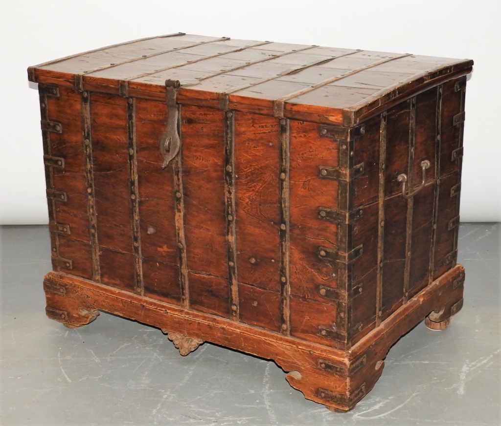 Appraisal: C ANGLO-INDIAN HARDWOOD MARRIAGE STORAGE CHEST India th CenturyRectangular form