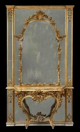 Appraisal: ITALIAN ROCOCO-STYLE CARVED AND PAINTED CONSOLE D' APPLIQUE AND MIRROR