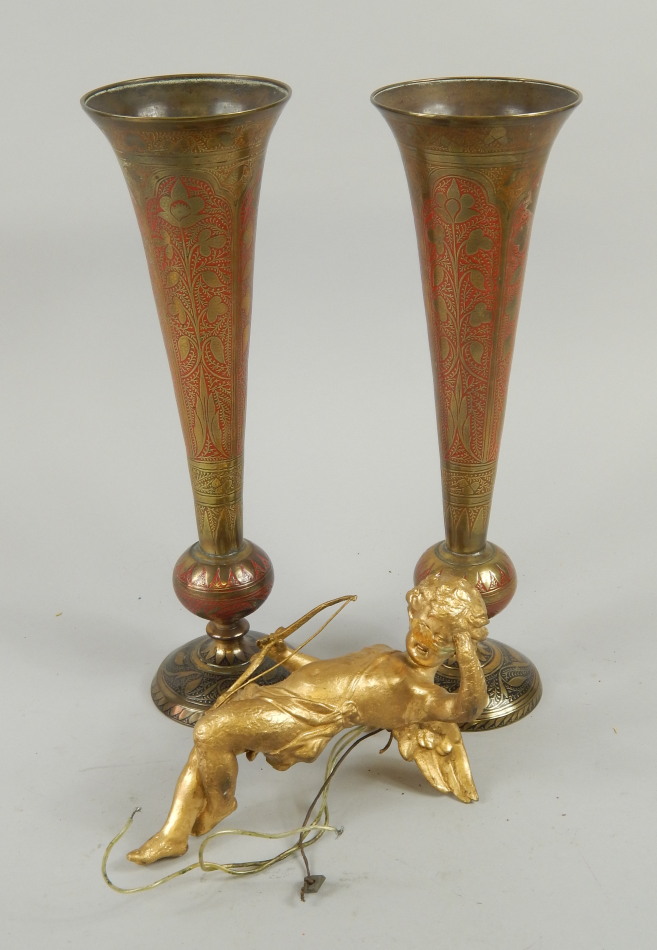 Appraisal: Various items of metalware to include two Indian brass trumpet