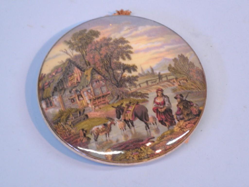 Appraisal: A thC pratt ware type pot lid printed with a