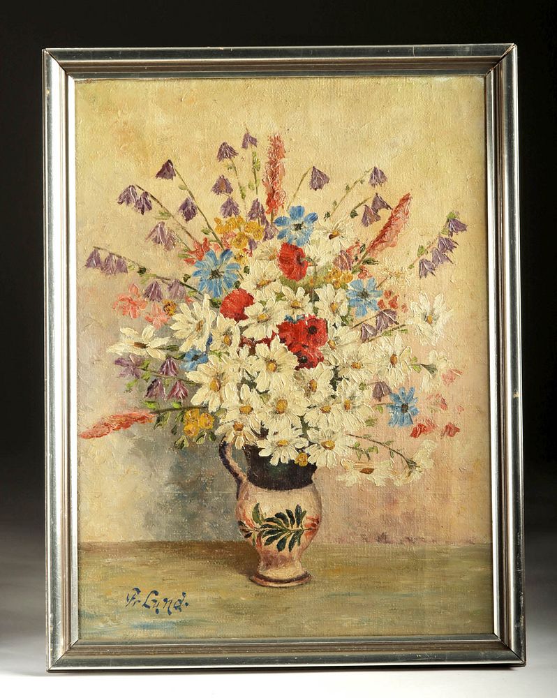 Appraisal: s European Still Life Painting Oil on Canvas Originally Listed