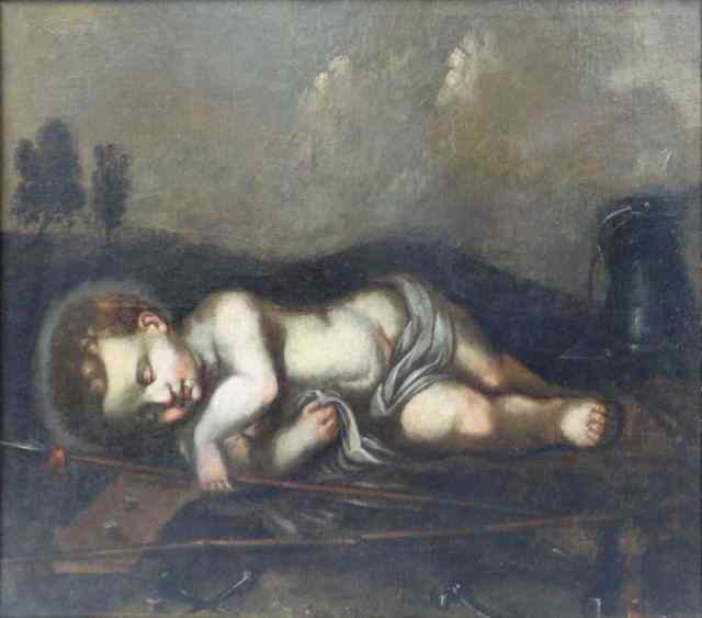 Appraisal: Old Master Oil on Canvas of Sleeping Child Possibly signed