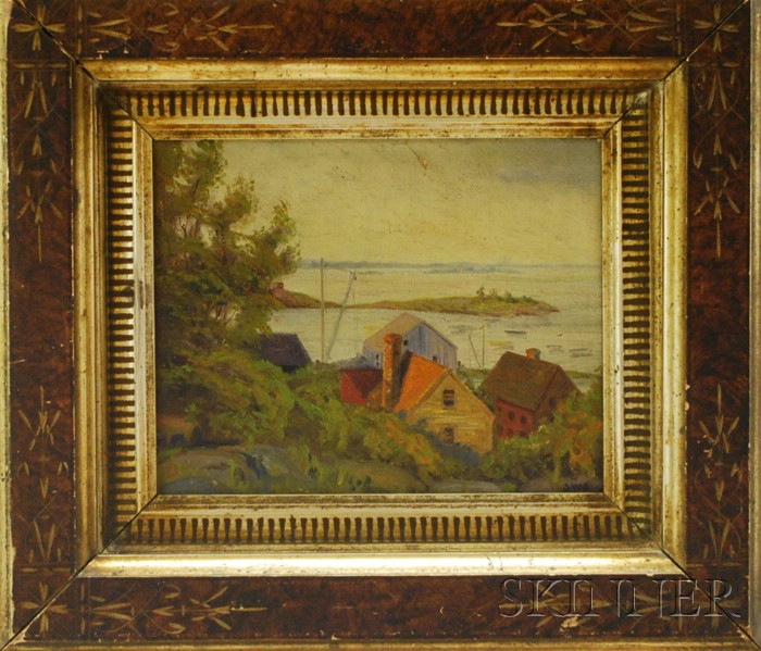 Appraisal: American School th Century Shoreline View probably Gloucester Signed JWA