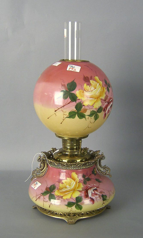 Appraisal: Gone with the Wind parlor lamp th c with rose