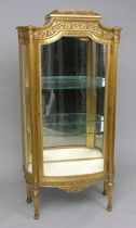 Appraisal: Gilt Display Case circa th Century Lovely curio cabinet with