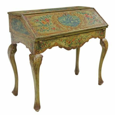 Appraisal: Italian ladies writing desk likely Venetian th c paint decorated