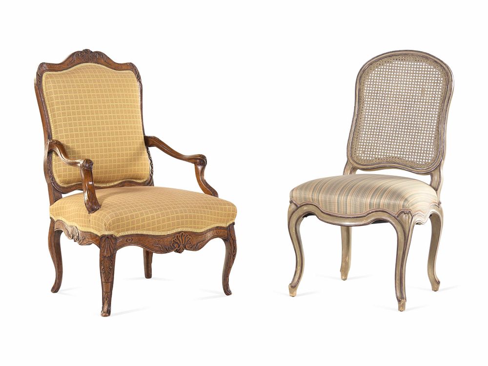 Appraisal: A Louis XV Style Painted Side Chair and a Regence