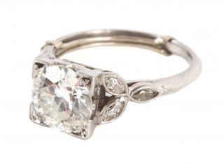 Appraisal: Platinum Art Deco engagement ring containing old European cut diamond