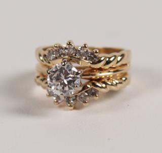 Appraisal: K YELLOW GOLD DIAMOND CT SOLITAIRE WITH DIAMOND RING GUARD