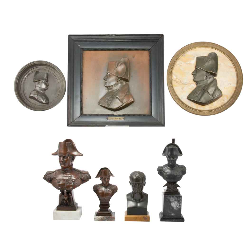 Appraisal: Group of Bronze and Bronze-Patinated Metal Busts and Plaques of