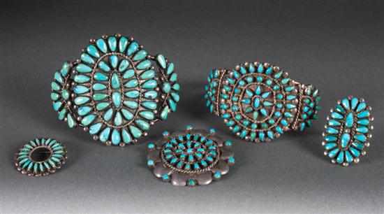 Appraisal: Assorted Zuni silver and turquoise jewelry ozt total Estimate -