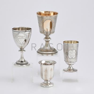 Appraisal: FOUR CONTINENTAL SILVER GOBLETS Unmarked Tallest OT Condition Report