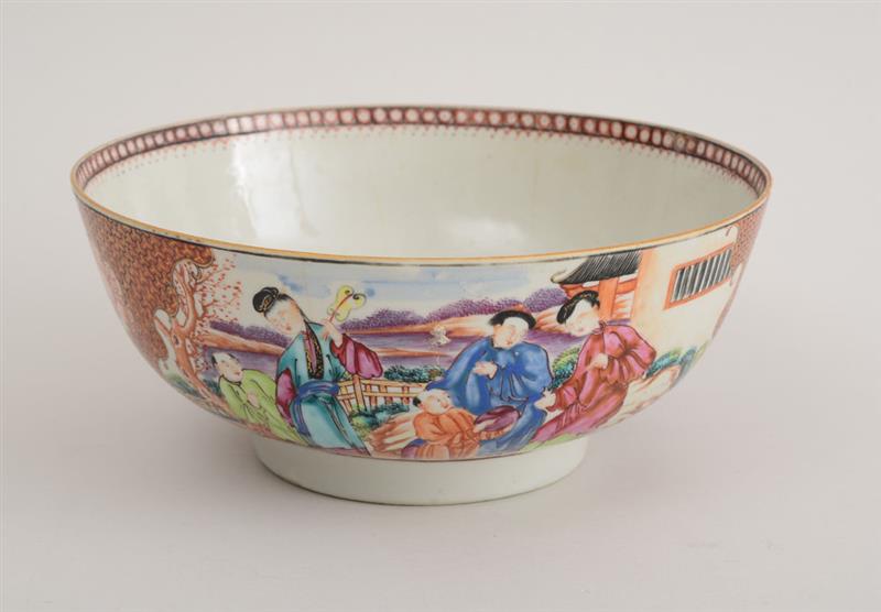 Appraisal: CHINESE EXPORT MANDARIN PALETTE PORCELAIN PUNCH BOWL With two figural