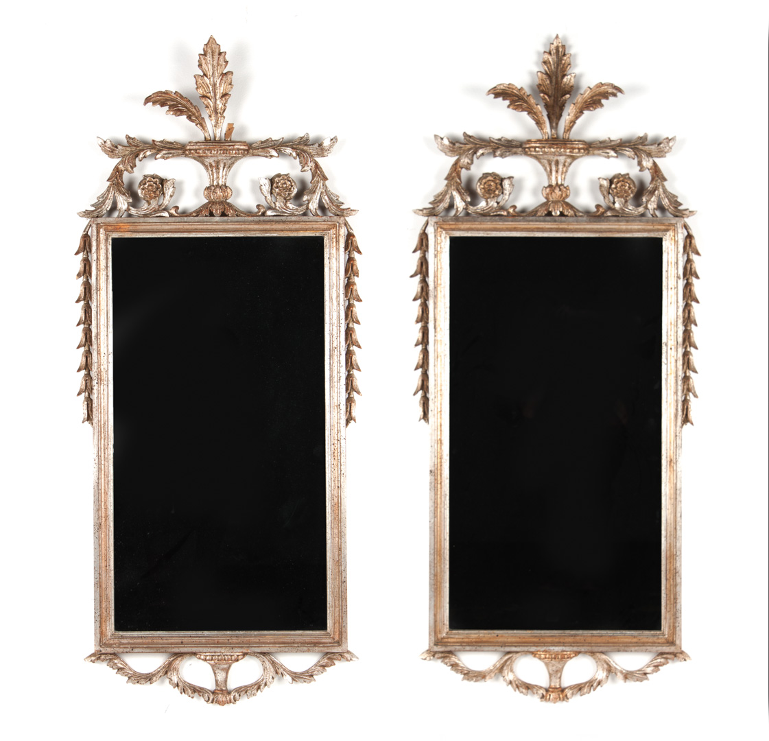 Appraisal: Pair of Regency style silvered wood mirrors th century with