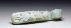 Appraisal: LARGE WHITE JADE BELT HOOK Very large antique Chinese white