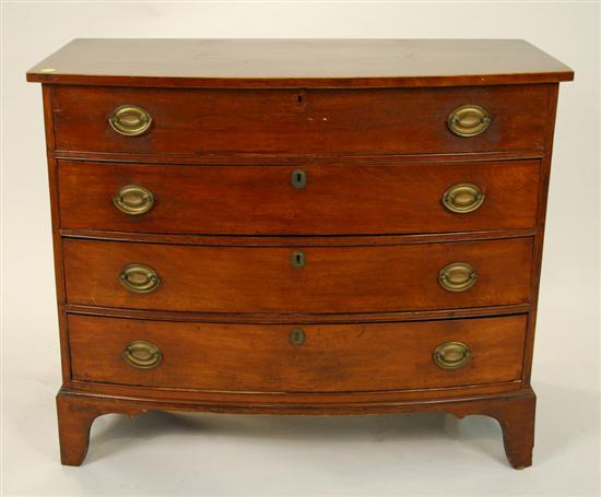 Appraisal: FEDERAL MAHOGANY BOW FRONT FOUR DRAWER CHEST OF DRAWERS height