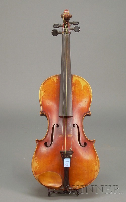 Appraisal: German Violin c unlabeled length of two-piece back in mm