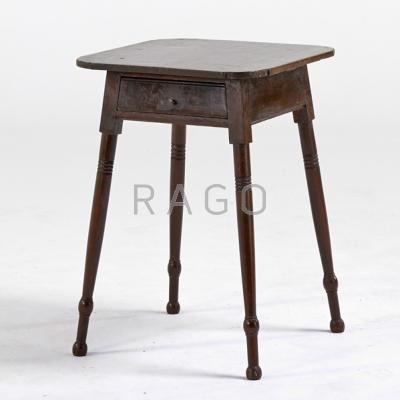 Appraisal: SPLAY-LEG COUNTRY STAND Sheraton legs th c Walnut x sq