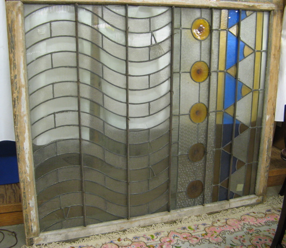 Appraisal: A LARGE STAINED AND LEADED GLASS WINDOW Continental late th