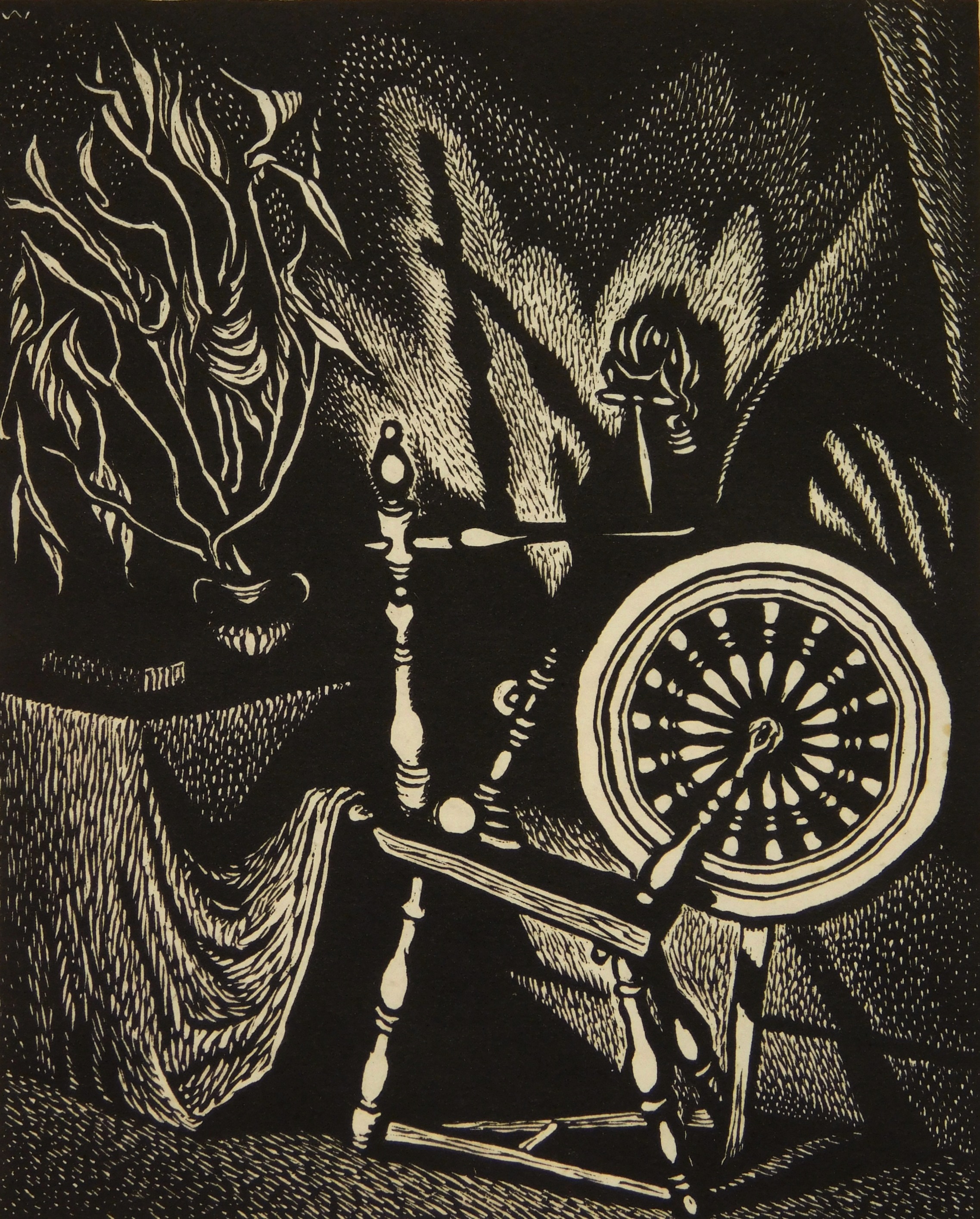 Appraisal: Wanda Gag - Spinning Wheel'' Winnan - wood engraving from