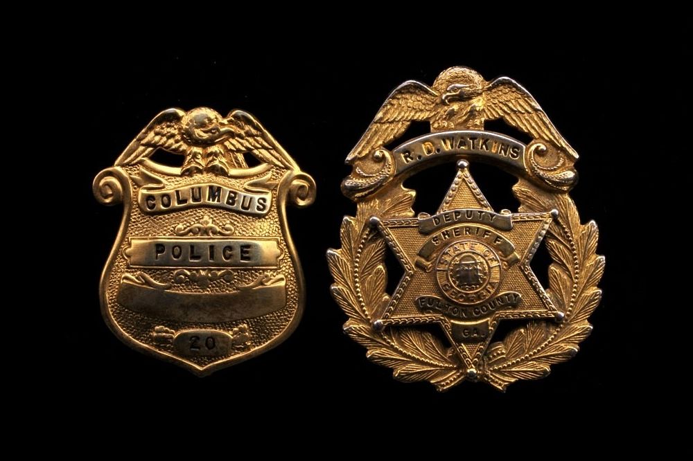 Appraisal: Georgia Sheriff's Police Badge Brass Pair For your consideration is