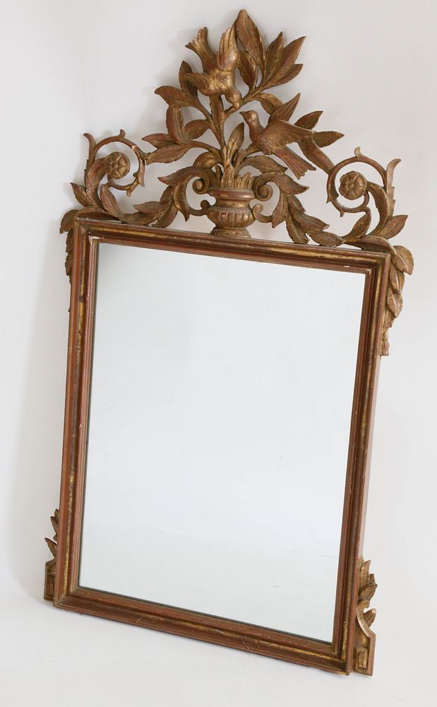 Appraisal: Antique French Gilt and Carved Mirror with Love Bird Pediment