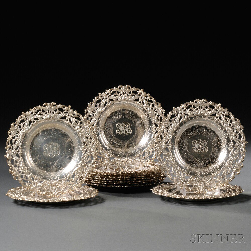 Appraisal: Twelve Sterling Silver Bread Plates late th early th century