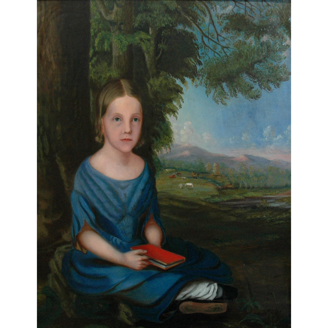 Appraisal: American School th Century Seated Girl Holding a Book in