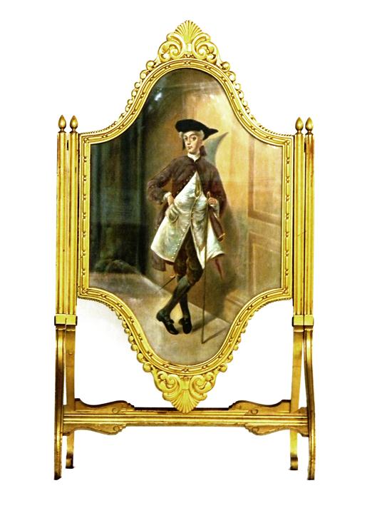 Appraisal: Fire screen late th early th C gilt frame with