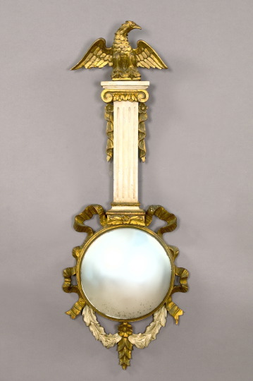 Appraisal: Italian Carved Blanc-de-Trianon-Painted and Parcel-Gilt Beechwood Banjo Clock Case third