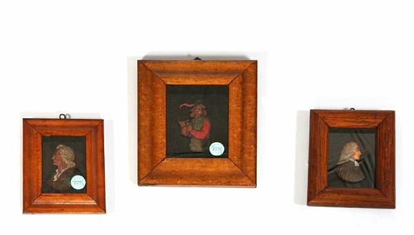 Appraisal: A group of three wax profile panels largest frame dimensions