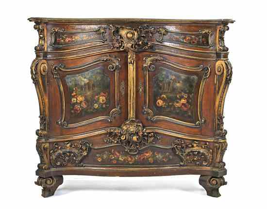 Appraisal: A Continental Parcel Gilt and Vernis Martin Decorated Console Cabinet