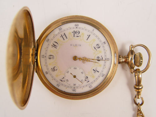 Appraisal: ELGIN ANTIQUE HUNTER CASE SIZE POCKET WATCH Gold filled hunter