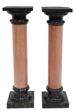 Appraisal: pair Marble and granite column pedestals each with square marble