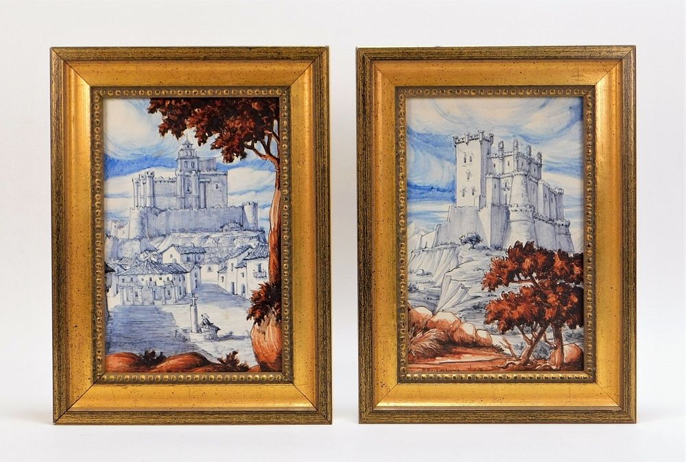 Appraisal: PR Rafael Ruiz de Luna Spanish Castle Painted Tile Rafael