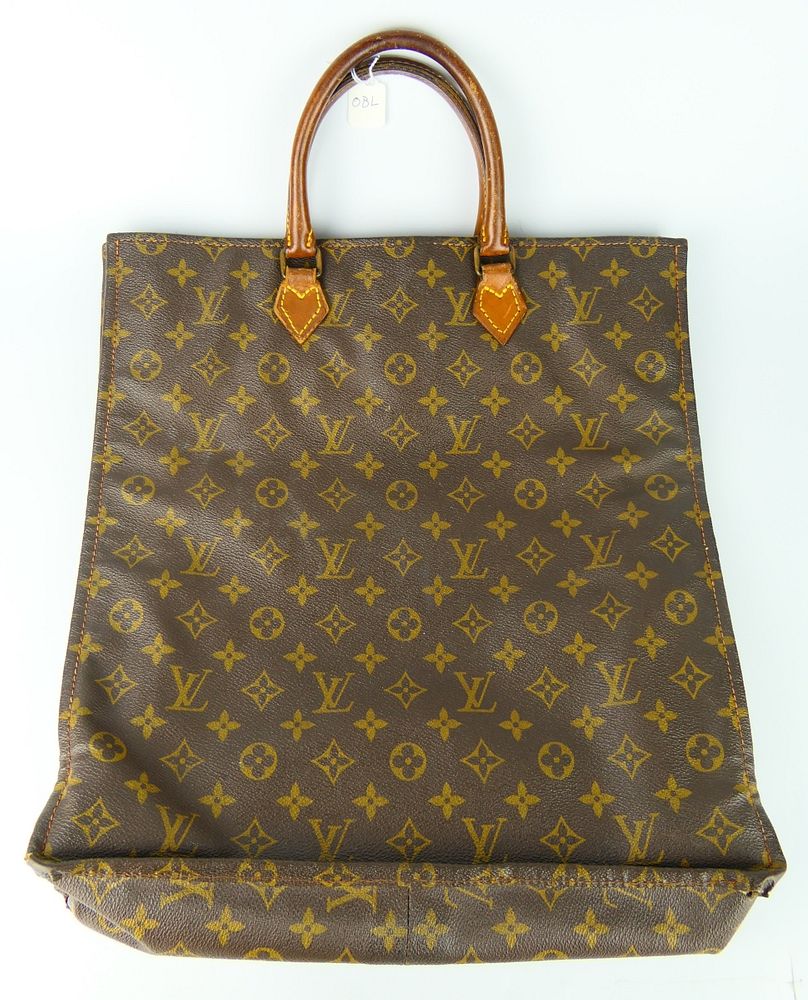 Appraisal: LOUIS VUITTON VINTAGE BROWN LEATHER MONOGRAM TOTE Vintage Louis Vuitton