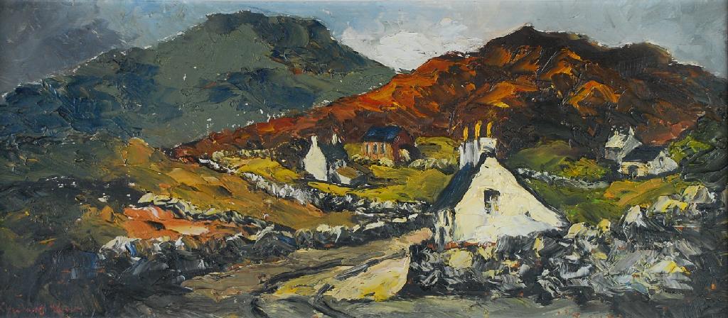 Appraisal: CHARLES WYATT WARREN - OIL ON BOARD Cottages near Snowdon