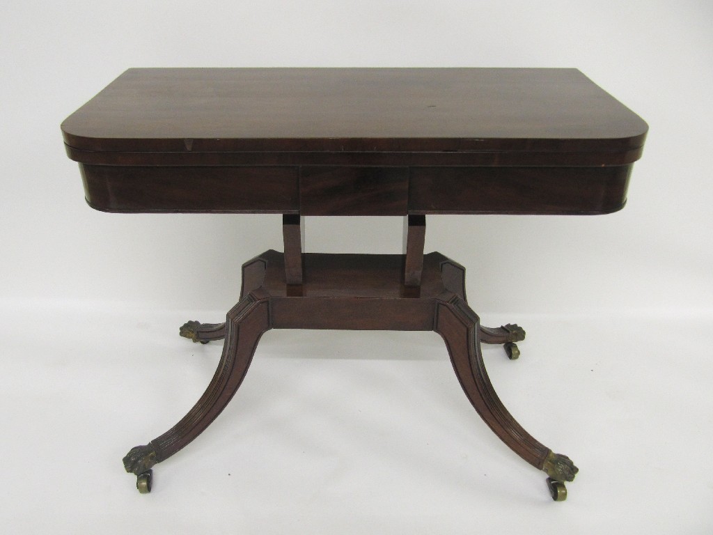 Appraisal: An early Victorian mahogany turnover card table possibly of Irish