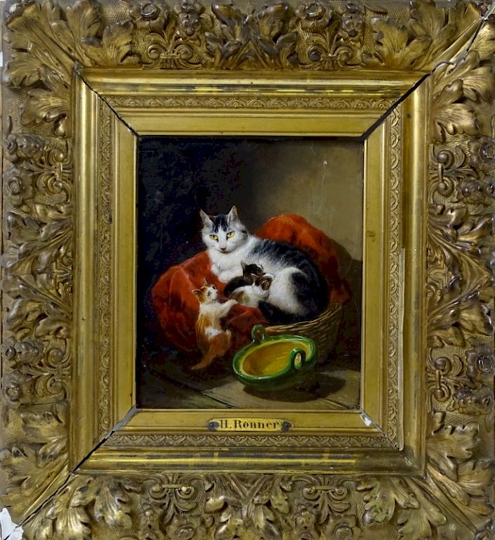 Appraisal: Henriette Ronner-Knip DUTCH Henriette Ronner-Knip DUTCH oil on panel SIgned