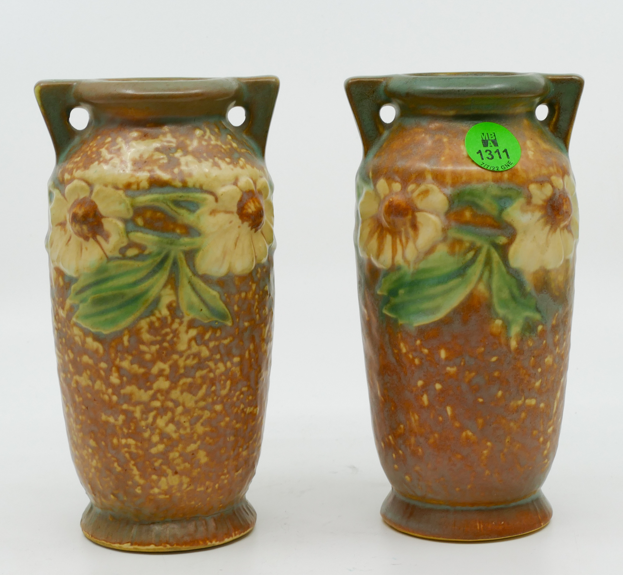 Appraisal: Pair Roseville Dahlrose Pottery Vases ''