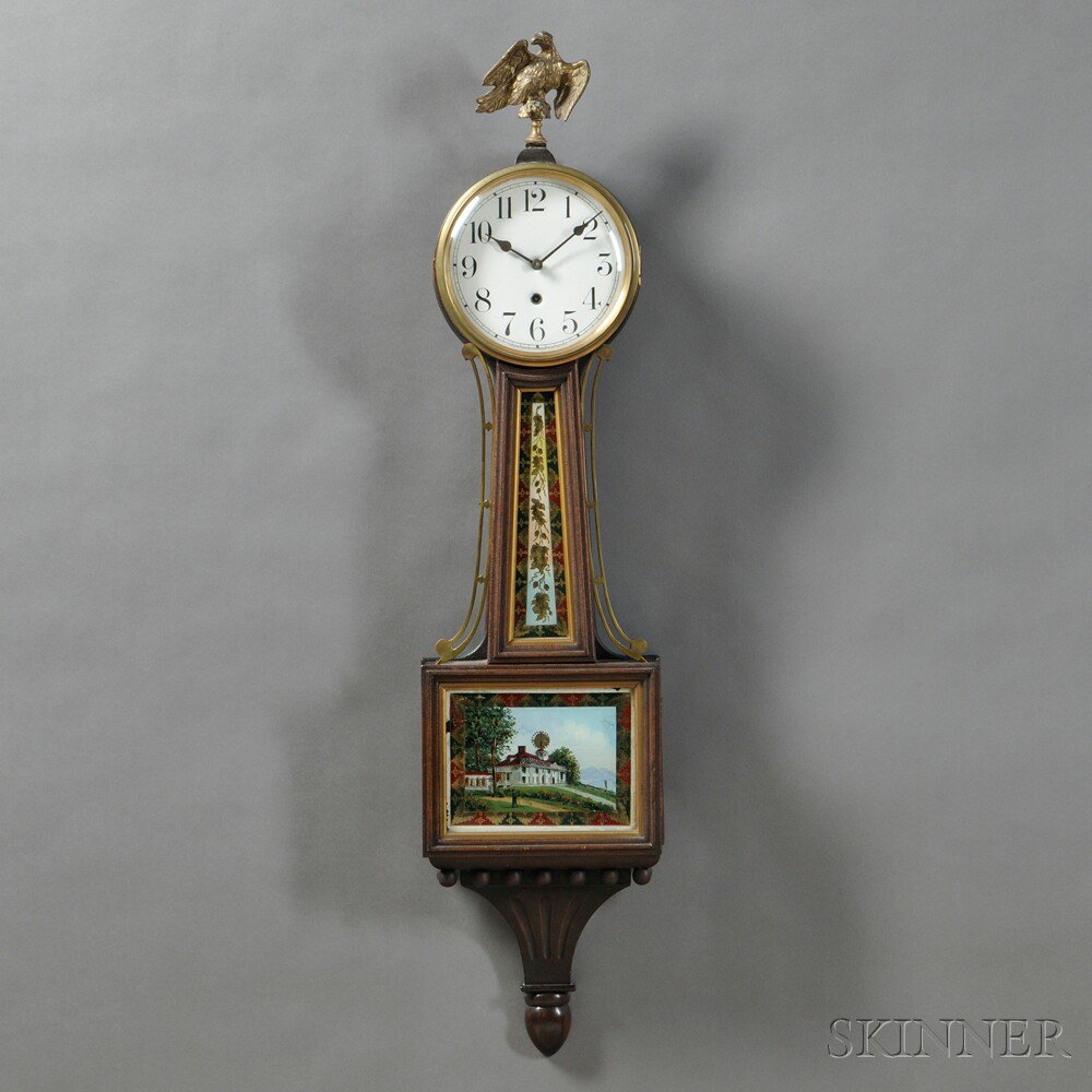 Appraisal: Waterbury Willard No Banjo Clock Connecticut c the mahogany case