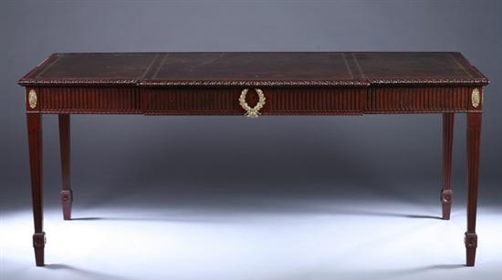 Appraisal: LOUIS XVI STYLE CARVED MAHOGANY BUREAU PLAT late th century