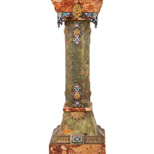 Appraisal: A French Onyx and Champlev Mounted Pedestal Late th Century