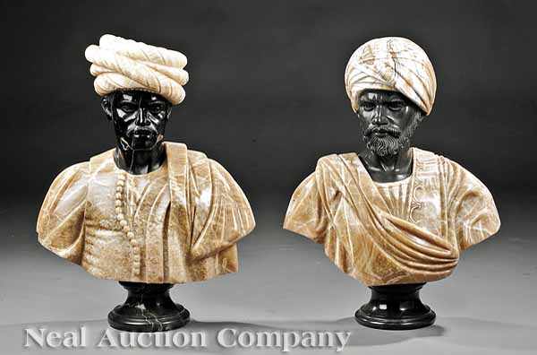 Appraisal: A Pair of Italian Onyx and Marble Busts of Blackamoors