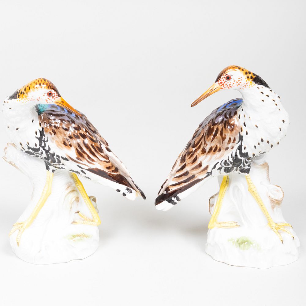 Appraisal: Pair of Meissen Porcelain Models of Water Birds Blue crossed