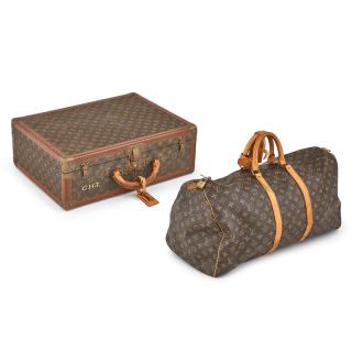 Appraisal: LOUIS VUITTON MONOGRAM CANVAS LUGGAGE Two Alzer suitcase with initials