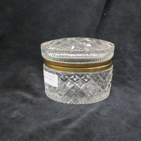 Appraisal: Cut Crystal Dresser Box oval diamond design x excellent