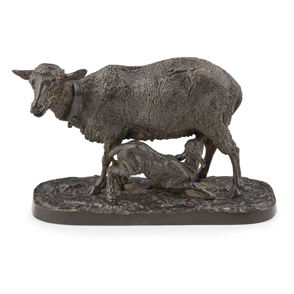 Appraisal: PIERRE-JULES M NE FRENCH - EWE AND LAMB bronze dark