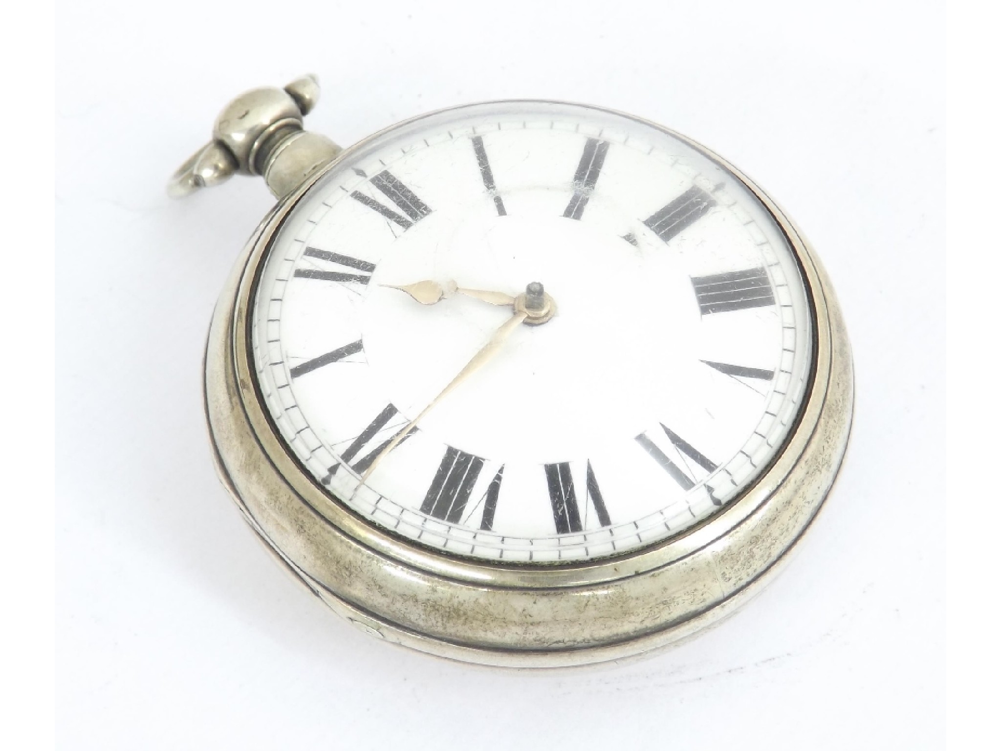 Appraisal: Silver pair cased verge pocket watch London unsigned movement no