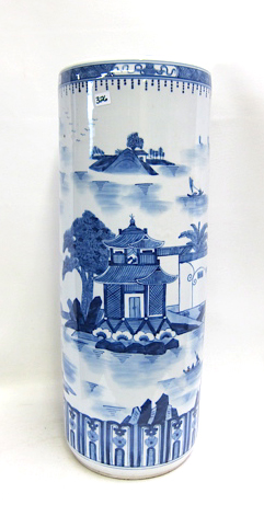 Appraisal: CHINESE BLUE AND WHITE PORCELAIN UMBRELLA STAND in cylindrical form